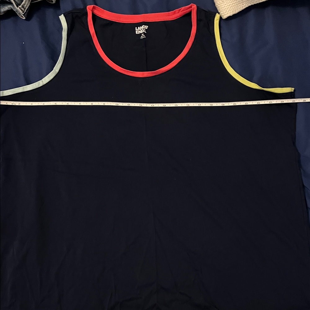 Lands' End Navy Tank Top with Red and Yellow Trim
